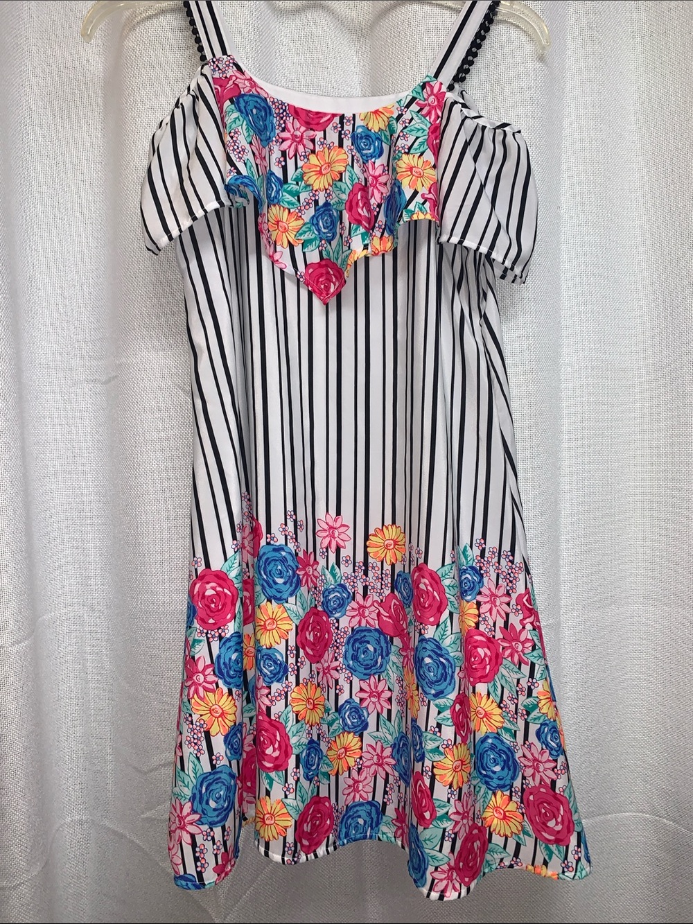 Wonder Nation Girls Overlay Border Print Dress Size X Large